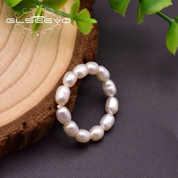 GLSEEVO Ručne vyrábané Prírodné Čerstvá Voda White Pearl Prstene Pre Ženy, Svadobné Dievča Minimalizmus Klasické Šperky Prst Prsteň GR0264