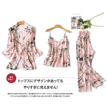 Ženské Japonské kimono Pyžamo Nastaviť Župan Sleepwear Sexy Pijama priesvitný Set spodnej Bielizne Sleepwear Pyžamá Pre Ženy, oblečenie pre voľný čas Nightdress