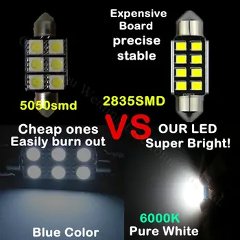 WLJH 10x LED 36 mm Biela, CANbus C5W Žiarovky 2835SMD vnútorné Osvetlenie špz Svetlo Pre BMW E39 E36 E46 E90 E60 E30 E53 E70