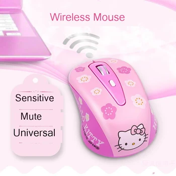 Roztomilý Hallo Kitty Pink Bezdrôtová Počítačová Myš Mini Darček Mause 1600DPI PC Myš 2,4 Ghz, USB Optická Notebook Mini Myši Pre Dievča Deti