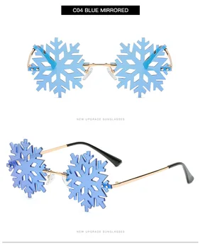 Móda Snowflake dámske slnečné Okuliare bez obrúčok Slnečné Okuliare Jasné Biele Punk Okuliare Ročník Mužskej Okuliare Jedinečný Vianočný Odtiene