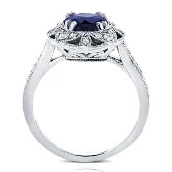 2021 nové luxusné modrá farba Kvetov 925 sterling silver zásnubný prsteň pre ženy lady výročie darček šperky veľkoobchod R5720