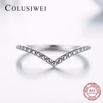 COLUSIWEI 3 Štýle Reálneho 925 Sterling Silver Jednoduché Módy Geometrické Krúžok Stohovateľné Prst Jasné, Svadobné šperky Pre Ženy Krúžky