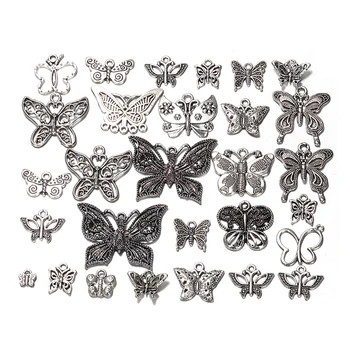 50g 100g Antique Silver Motýľ Zmiešané Charms Prívesky Ročníka, Náramky, Náhrdelník Plavidlá Kov pre KUTILOV, Šperky, Takže Remeslá