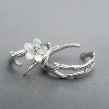 Nové s striebro originálny dizajn snehu cherry blossom pár otvorenie nastaviteľný krúžok mrazivý vietor kórejský vlna, šperky