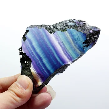 Prírodné Farebné Fluorite Plátok Ručne Dúhové Crystal Kamenné Dekorácie Drahokam Rudy uzdravenie wicca