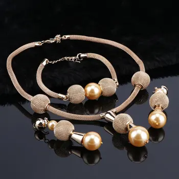 OEOEOS Šperky Sady Pre Ženy Dubaj Svadobné Afriky Korálky Šperky Set Luxusné Svadobné Šperky Sady Simulované Pearl Šperky