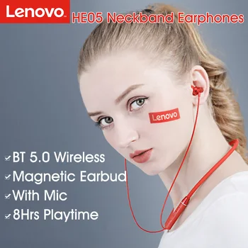 Originálne Lenovo HE05 Bluetooth Headset Neckband Športové chrániče sluchu na Zníženie Hluku s Mikrofónom Nepremokavé Wports Slúchadlá