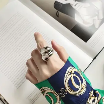 Silvology 925 Sterling Silver Kvapka Vody Zakrivené Plochy Krúžky Lesklý Minimalistický Módne Prstene Pre Ženy 2019 Model Šperky