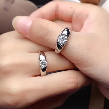 Valentine krúžok pár krúžok reálne 925 strieborný prsteň pre mužov, ženy krúžok blikajúce moissanite lesklé lepšie ako diamantový zásnubný prsteň