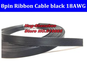 8pin všetky BLACK 1007 18AWG Stužkový Kábel pre led pixel modul Životného prostredia Elektronických napájací kábel 8 black 8 pinový Paralelný kábel