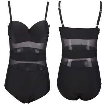 Sexy Čierna Čistá Jednodielne Plavky Plus Veľkosť Plavky S Push Up Veľké Ženské Plavky Plážové Oblečenie Plavky Ženy Plávanie Oblek
