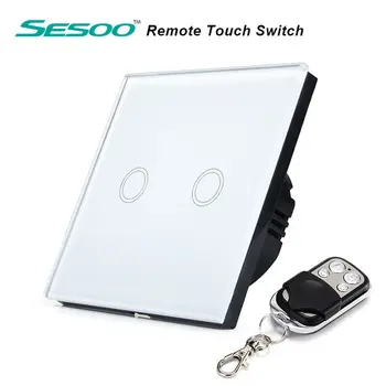 SESOO Normy EÚ Smart Light Switch ,2 Gang 1 Spôsobom , Diaľkové Ovládanie ,Krištáľové Sklo Panel,vypínač pre domácich majstrov