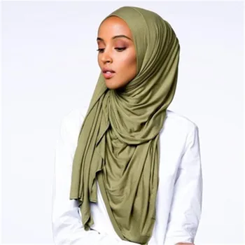 Soild farebná bavlnená šatka hidžáb pre moslimské ženy úsek jersey šatku hlava samice zábal šatky turban foulard femme musulman