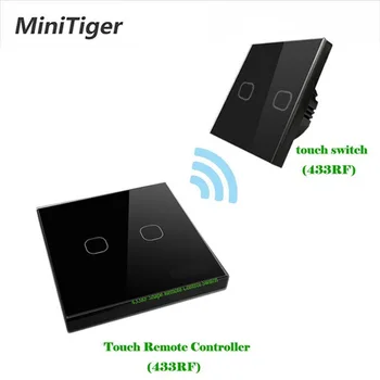 Minitiger EÚ Štandard 1 Gang 2 Spôsob 433mhz Bezdrôtové Diaľkové Stenu Ľahký Dotyk Prepínač Bezdrôtovej Stick Remote Touch Prepínač