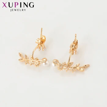 Xuping Luxusné Šperky Stud Náušnice, Módne Zlatá Farba Á Leaf Tvarované sviatok Vianočný Darček pre Ženy 97168