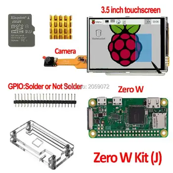 Raspberry Pi nula W Pi0 W Rada Raspberry Pi 3,5 palcový LCD Pi0 nula Fotoaparát prípade 8g SD kartu, 3,5 palcový dotykový displej