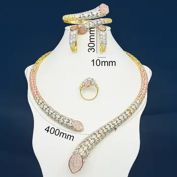 ModemAngel Luxusné Značky Super AAA Cubic Zirconia Medi Ženy, Svadobné Naija Svadobný Náhrdelník Náramok Náušnice Krúžok Dubaj Šperky