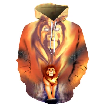 Pánske Mikina s Kapucňou, Lion King Pulóver Tlač Módne pánske Zábavnej 3D Zvierat Bežné Plný Pravidelných O-krku Cn(pôvodu) Štandardné