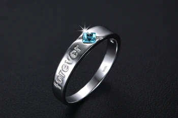 Nový príchod romantický navždy milovať modrá klenot kameň 925 sterling silver dámy'finger snubné prstene, šperky veľkoobchod ženy