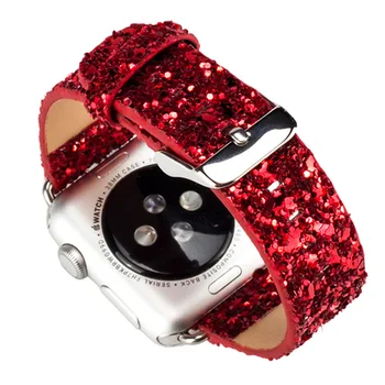 Vianočné Bling Lesklé PU Kožené šnúrky na Zápästie pre Apple Náramok Hodiniek Pásmo pre iWatch Série 5 4 3 2 1 38/40 mm, 42/44 mm Watchband