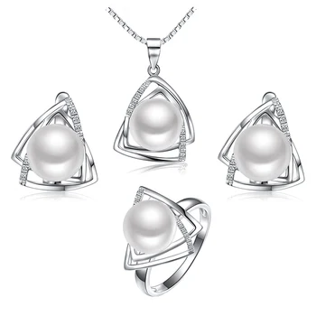 925 sterling silver pearl šperky set obsahujú prírodné sladkovodné perly náhrdelník krúžok náušnice jemné šperky sady Sinya tz09044