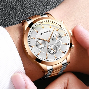 CUENA Top Luxusné Značky Muži Hodinky Quartz Muž Hodiny Design Športové Hodinky Vodotesné Nerezové Náramkové hodinky Reloj Hombre