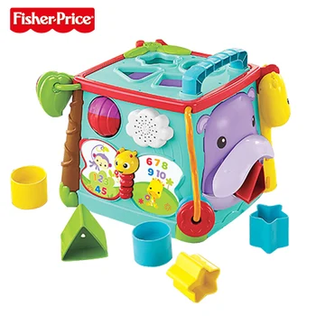 Fisher Price Značky baby vzdelávacie hračky Play & Učiť Činnosť Kocka Obsadené Políčko Vzdelávacie Hračky Pre Deti, dieťa Darček k Narodeninám