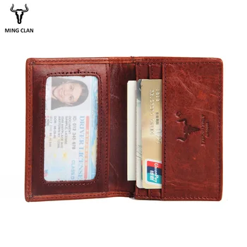 Mingclan pravej Kože Tenké Kožené ID Kreditnej Karty Držiteľ Bifold Vrecku Malé Minilist Peňaženky, Cestovné Podnikania Držiteľa Karty