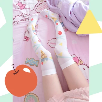 Lolita pančuchy lete zmrzlinu cherry téma koleno - vysoké ponožky anime COS ponožky