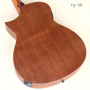 Celý biely orech dreva tenké telo elektrické akustické gitary, 40 palcový ostrý uhol dizajn s hviezda vzor, jedinečný zvuk palice folková gitara