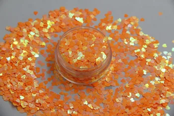 TCI56 Srdce tvary Pearlescent Dúhové Svetlo Oranžovej Farby konfety flitre lesk na nechty Umenie DIY dekorácie 1pack=50g