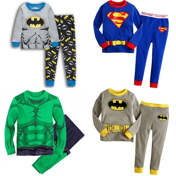 Disney detské Pyžamo Set Baby, Dievčatá, Chlapcov Spiderman Cartoon Deti Dlhý Rukáv Batman List Tlač Sleepwear T-Tričko+Nohavice
