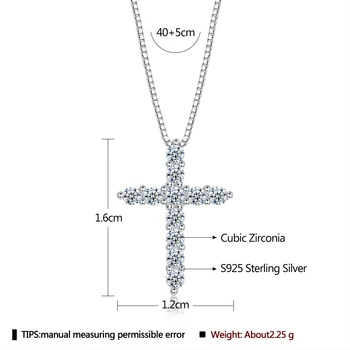 LEKANI 925 Sterling Silver Prívesok Náhrdelníky Pre Ženy Klasický Kríž Plný Lesk Cubic Zirconia Náhrdelník Výročie Jemné Šperky