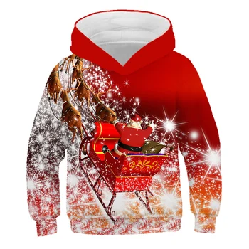 2020 Zimné, Santa Claus Veselé Vianoce strom Hoodies Dievča Harajuku Krátke Sleeve Tee Deti Módy Tlače 3D Horúci predaj Oblečenia