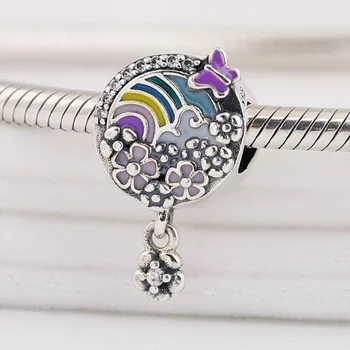 S925 Prívesok DIY Šperky Rainbow Motýľ Poetické Visieť Kúzlo fit Lady Náramok Náramok