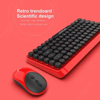 USB2.0 Wireless Multimedia Keyboard & Mouse Vyhovovali 84 Klávesnica 10m 1600 DPI Myš Čierna a Červená Retro Móda Keyboard & Mouse