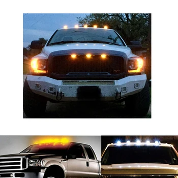 5 KS 12 LED Auto Streche Kabíny Obrysové Svetlá Pre nákladné Vozidlo SUV 12V Strobo Black Údené Objektív Blikajúce Dome Lampa Auto Vonkajšie Svetlá