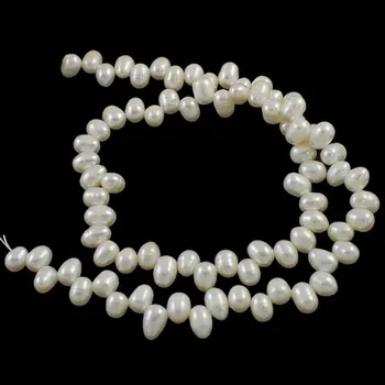 YYW Ryža Umelé Sladkovodné Perly Perly prírodné top vŕtané white Pearl Reťazca Korálky 5-6mm Predáva Za Cca 15.7 Palcový Strand