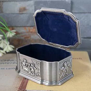 2020 Vintage Zliatiny Zinku Anjel Úložný Box Tvorivé Kovové Anjel Vyrezávané svadobný darček k narodeninám Trinket Šperky box