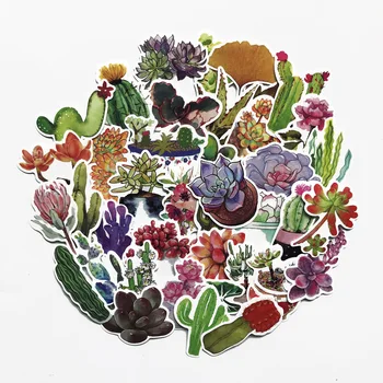70pcs farebné Rastlín, zelené, šťavnaté, kaktus, kvet PVC nálepky diy ablum denník scrapbooking label nálepka
