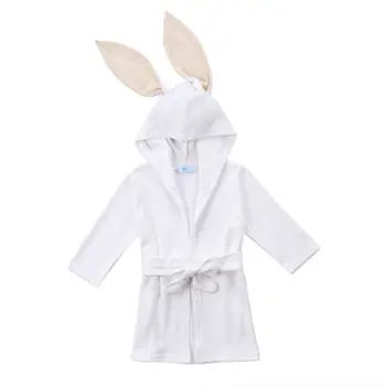 Chlapec Dievča Zvierat Dieťa Župan White Rabbit Jeseň Dlhý Rukáv, Dlhé Ucho Batoľa Detský Kapucňou Uterák Na Kúpanie Med Baby