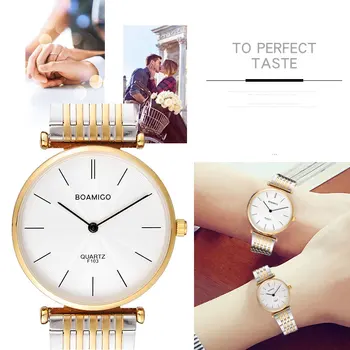 Muži quartz hodinky módne milovníka sledovať ženy hodinky nastaviť 2019 BOAMIGO značky ocele náramkové hodinky Ultra tenké relogio masculino