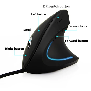 CHYI Ergonomické Vertikálne Počítačová Myš Usb Kábel Optické Káblové pripojenie PC Gaming Mouse 3200 DPI LED Svetlo Hráč Myši Na Notebook Ploche