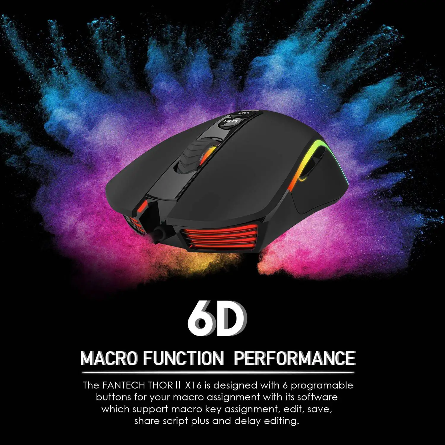 FANTECH X16 Povolanie Hernej Myši 4200DPI Nastaviteľné 6 Tlačidlo Makro Kábel Myši Myš pre Hráčov FPS LOL Ergonomická Myš Obrázok 5