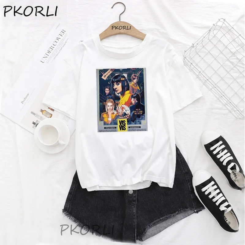 Harajuku Vis A Vis TV T Shirt Ženy Bežné Zulema Zahir Biele tričko Ženy Oblečenie kórejský Štýl Tee Tričko Camisas Mujer Obrázok 0