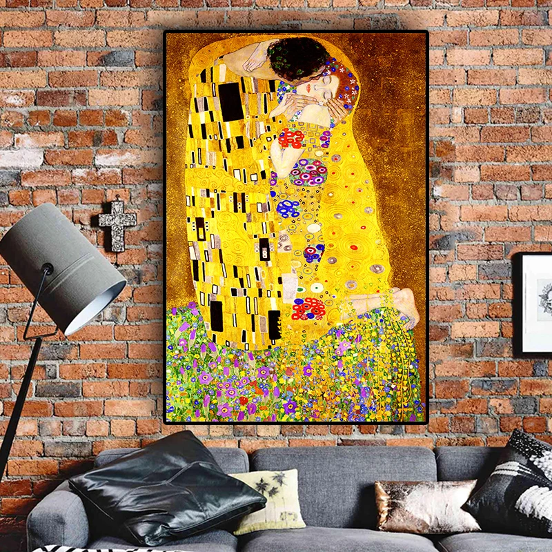 Gustav Klimt Kiss Reprodukcie Obrázok olejomaľba na Plátne Umenie Škandinávskych Plagáty a Vytlačí na Stenu Obrázok pre Obývacia Izba Obrázok 3