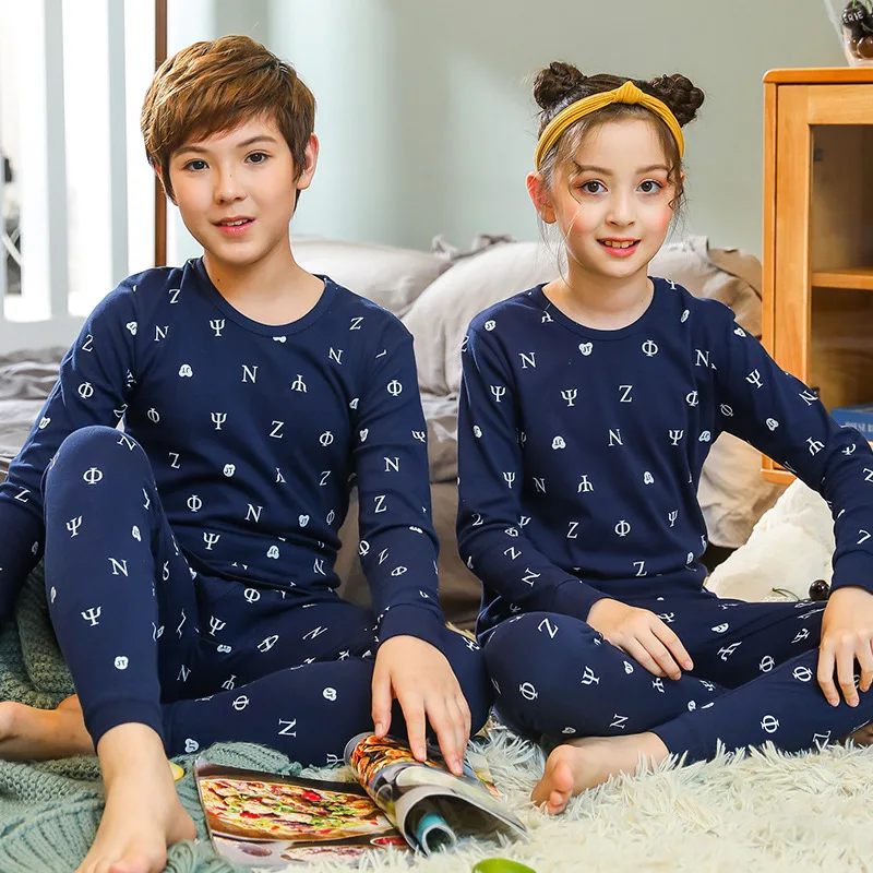 Deti, Chlapci Sleepwear Deti Pyžamá Bavlnená Dievčatá Odev v Zime Bavlna Sady Long-sleeve Pyžamá Deti, Dospievajúci Oblečenie 11-14Yrs Obrázok 4