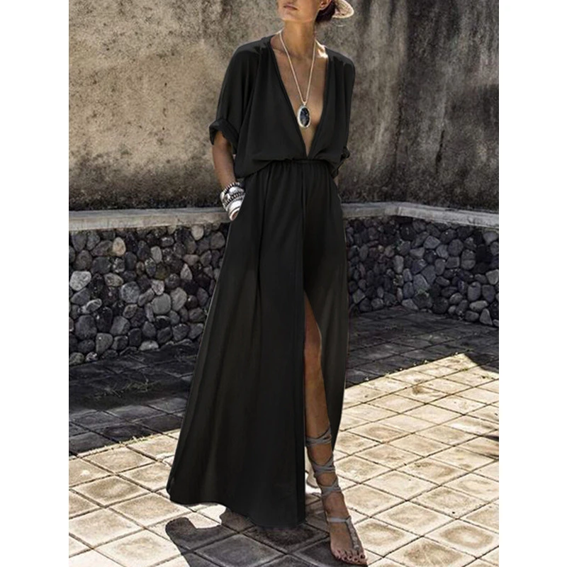Split šaty Európe, Spojených Štátoch sexy módne пижама šaty hot predaj výbuchu modely hlboké V nightdress cestovné plážové sukne Obrázok 1