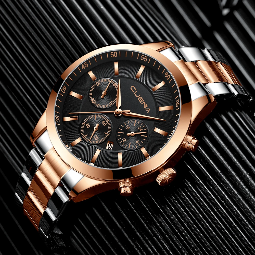 CUENA Top Luxusné Značky Muži Hodinky Quartz Muž Hodiny Design Športové Hodinky Vodotesné Nerezové Náramkové hodinky Reloj Hombre Obrázok 2